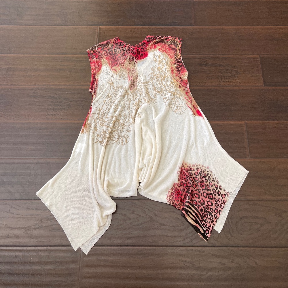 NWOT Alberto Makali Womens Swing Sleeveless Top Beige Red Leopard Print Sz M - Picture 2 of 8